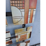 37" Modern Abstract Geometric Wall Art Hanging Hand-Painted Metal Sculpture