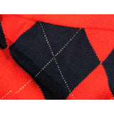 L Tommy Hilfiger Argyle Pima Sweater Large Red & Navy Cotton V-Neck Long Sleeve