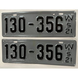 1921 130 356 Wisconsin License Plate Pair Set Porsche