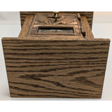 6" Flying Eagle 366 Post Office Box PO Door Piggy Bank Wooden Oak Brass Vintage Coin 1906