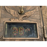 6" Flying Eagle 366 Post Office Box PO Door Piggy Bank Wooden Oak Brass Vintage Coin 1906