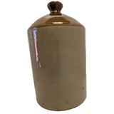 12x6" Stamped "N" Gallon Cylinder Navy Naval Rum Stoneware Jug Crock Brown Cream Glazed Pottery