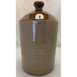 12x6" Stamped "N" Gallon Cylinder Navy Naval Rum Stoneware Jug Crock Brown Cream Glazed Pottery