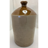 12x6" Stamped "N" Gallon Cylinder Navy Naval Rum Stoneware Jug Crock Brown Cream Glazed Pottery