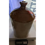 12x6" Stamped "N" Gallon Cylinder Navy Naval Rum Stoneware Jug Crock Brown Cream Glazed Pottery