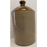 12x6" Stamped "N" Gallon Cylinder Navy Naval Rum Stoneware Jug Crock Brown Cream Glazed Pottery