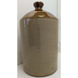 12x6" Stamped "N" Gallon Cylinder Navy Naval Rum Stoneware Jug Crock Brown Cream Glazed Pottery