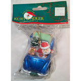 AS-IS Santas World Kurt S Adler Blue VW Bug Santa Driving Car Christmas Ornament Plastic Volkswagen Beetle