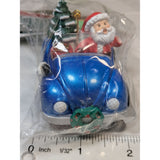 AS-IS Santas World Kurt S Adler Blue VW Bug Santa Driving Car Christmas Ornament Plastic Volkswagen Beetle