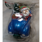 AS-IS Santas World Kurt S Adler Blue VW Bug Santa Driving Car Christmas Ornament Plastic Volkswagen Beetle