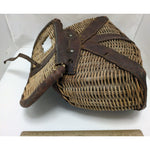 AS-IS Creel Fishing Wicker Basket Weave Split Willow Vintage Authentic Decor