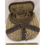 AS-IS Creel Fishing Wicker Basket Weave Split Willow Vintage Authentic Decor