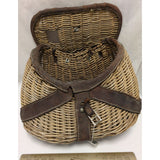 AS-IS Creel Fishing Wicker Basket Weave Split Willow Vintage Authentic Decor