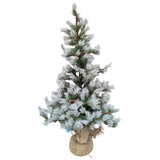 3 Foot RAZ Imports Frosted Christmas Tree Mini Flocked Burlap Bag 2021 Pine Artificial