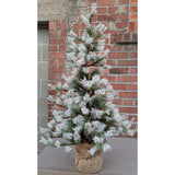 3 Foot RAZ Imports Frosted Christmas Tree Mini Flocked Burlap Bag 2021 Pine Artificial