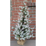 3 Foot RAZ Imports Frosted Christmas Tree Mini Flocked Burlap Bag 2021 Pine Artificial