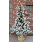 3 Foot RAZ Imports Frosted Christmas Tree Mini Flocked Burlap Bag 2021 Pine Artificial
