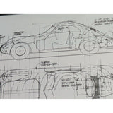 30x24 Type 64 Porsche 1939 Ronald Ron Grosjean 2006 Sketch Print Automobile Blueprint History