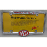 Member 40 Years AAA License Plate Frame Chrome Metal 12x7 Quality New NOS