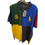 Custom Slim Fit XXL Ralph Lauren Shirt Multi-Color Block Pony Polo Club Crest Cotton Mens Vintage