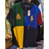 Custom Slim Fit XXL Ralph Lauren Shirt Multi-Color Block Pony Polo Club Crest Cotton Mens Vintage