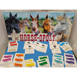 Box Stain COMPLETE Horse-Opoly Board Game Family Fun Complete Set With Cards Tokens Dice & Instructions