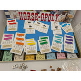 Box Stain COMPLETE Horse-Opoly Board Game Family Fun Complete Set With Cards Tokens Dice & Instructions