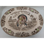 18x13 Oval Ceramic Thanksgiving Turkey Serving Platter Japan Made Vintage Transferware Japanese