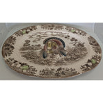 18x13 Oval Ceramic Thanksgiving Turkey Serving Platter Japan Made Vintage Transferware Japanese