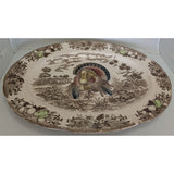 18x13 Oval Ceramic Thanksgiving Turkey Serving Platter Japan Made Vintage Transferware Japanese