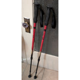 York Nordic Adjustable Walking Poles Pair Black Foam Handles Red Aluminum Shaft