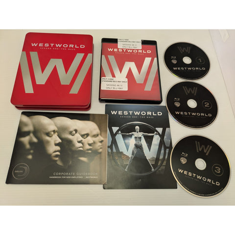 Blu-Ray ONLY, NO4K Westworld Season One The Maze Blu-Ray Steelbook Set Corporate Guidebook