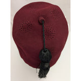 7 3/8 Wahabi Shriners Fez Hat Burgundy Gemsco Wool ORA Rhinestone Sword Pin USA