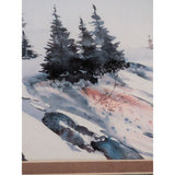 Small Dave Bartholet 2 Bull Elk Winter Snow Landscape Print Matted Paper Art 1985 Yellowstone