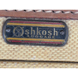 Vintage Oshkosh Yellow Luggage Suitcase With Travel Decals Stickers & Leather Trim