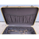 Vintage Oshkosh Yellow Luggage Suitcase With Travel Decals Stickers & Leather Trim