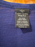 Faded Glory 26/28  Size 4X/4XG Ruched Zip Top  Stylish Blue Women's