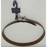 NOS NEW 34-36 M Tommy Hilfiger Reversible Leather Belt Brown/Tan Adjustable Silver Tone Buckle