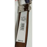NOS NEW 34-36 M Tommy Hilfiger Reversible Leather Belt Brown/Tan Adjustable Silver Tone Buckle