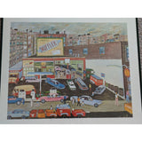 22x28 Happy Bud Service Station Ralph Fasanella 1970 Judith L. Posner Assoc Inc Print Poster Paper Framed