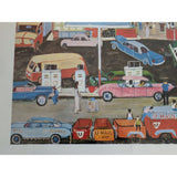 22x28 Happy Bud Service Station Ralph Fasanella 1970 Judith L. Posner Assoc Inc Print Poster Paper Framed