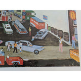 22x28 Happy Bud Service Station Ralph Fasanella 1970 Judith L. Posner Assoc Inc Print Poster Paper Framed