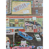 22x28 Happy Bud Service Station Ralph Fasanella 1970 Judith L. Posner Assoc Inc Print Poster Paper Framed