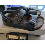 38 L7 M5 Birkis Milano Slingback Navy Blue Leather Double-Strap Sandals EU 38 US 7 Germany Made