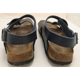 38 L7 M5 Birkis Milano Slingback Navy Blue Leather Double-Strap Sandals EU 38 US 7 Germany Made