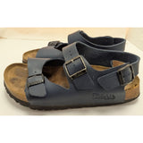 38 L7 M5 Birkis Milano Slingback Navy Blue Leather Double-Strap Sandals EU 38 US 7 Germany Made