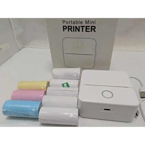 New Bluetooth USB Portable Cordless Mini Printer Tiny Print Smartphone App 5 White 3 Color Paper Rolls 2"