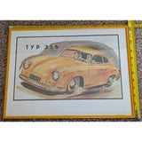12x16" 1951 Typ 356 Porsche Erich Strenger PARC Print Yellow Frame Poster AD W Germany Advertisement