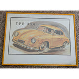 12x16" 1951 Typ 356 Porsche Erich Strenger PARC Print Yellow Frame Poster AD W Germany Advertisement