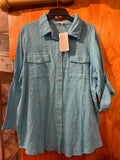 18/20 Light Blue Snap-Up Shirt by Woman Within  18/20 - Size Large